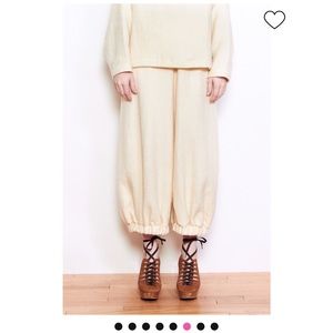 Black Crane Bulb Pant in Natural. Wool/Cotton. Oversized